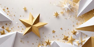 The primary subject of the image is a gold star, which is the main object, scene, or focus of the image. The setting or background features a white wall, and the visual style appears to be a combination of photo and digital art. The colors and mood of the image are predominantly gold and white, creating a warm and inviting atmosphere.
